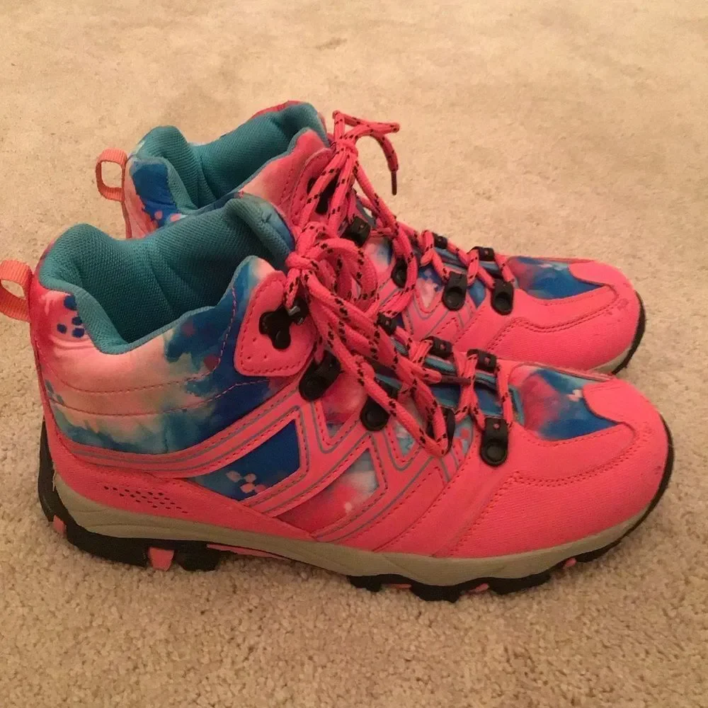 Mountain Warehouse Oscar Kids Waterproof Hiking Boots - Pink and Blue